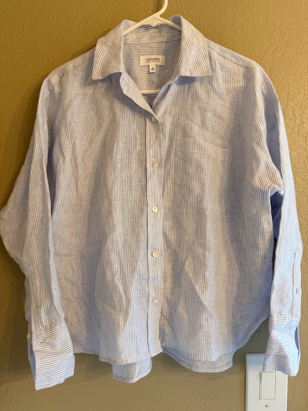 Haven Well Within Linen Light Blue Striped women’s Shirt